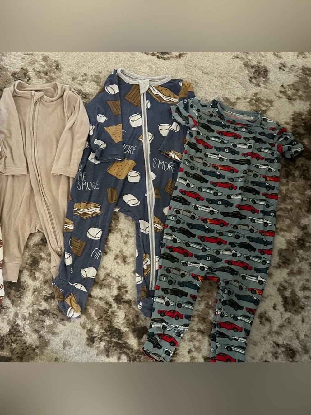 Posh Peanut Navy Blue S'more Print Zip Footed One-Piece